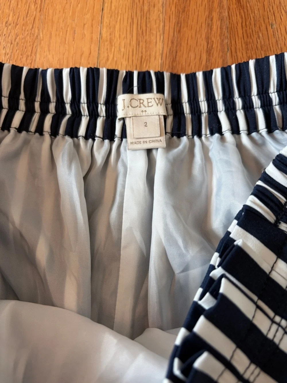 J. Crew Navy and White Vertical Stripe A-Line Skirt